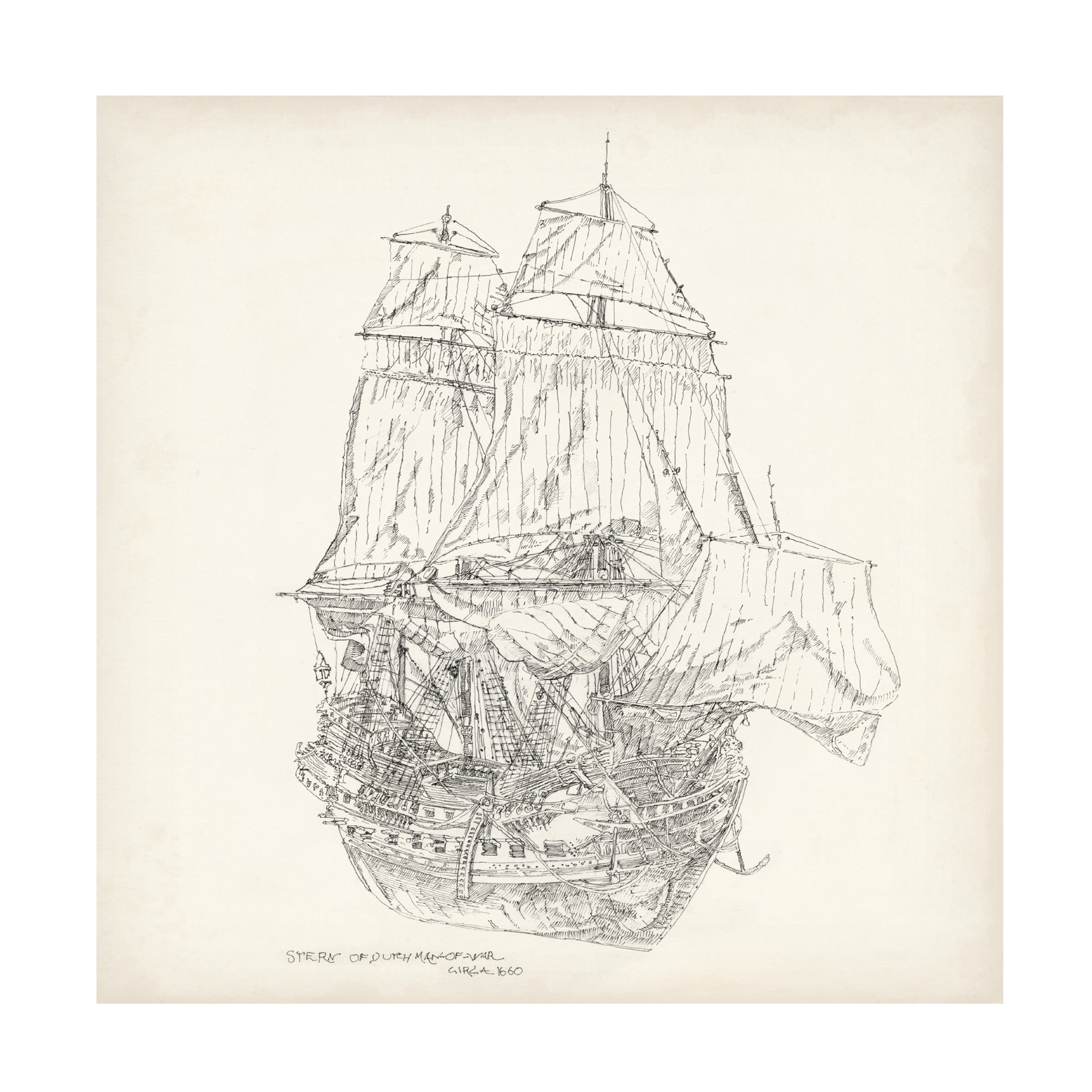 Richard Foust 'Antique Ship Sketch V' Canvas Art