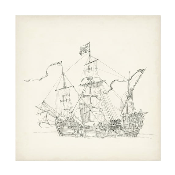 Richard Foust 'Antique Ship Sketch VI' Canvas Art
