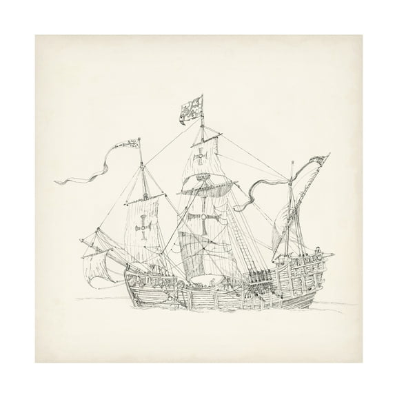 Richard Foust 'Antique Ship Sketch VI' Canvas Art