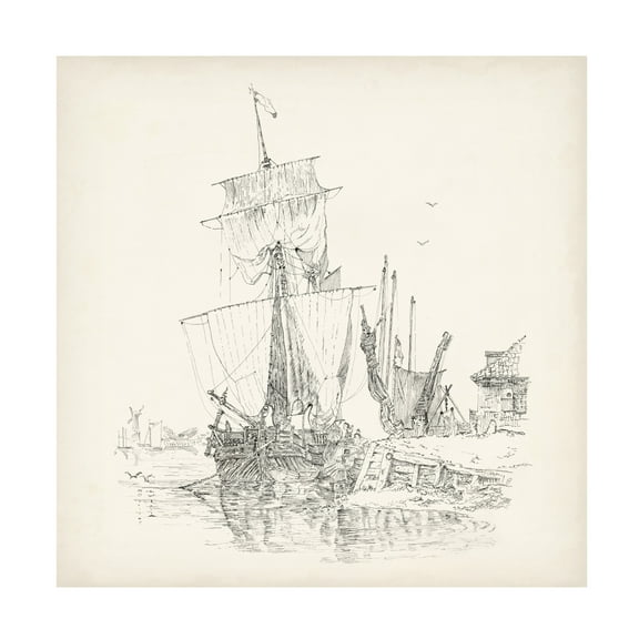 Richard Foust 'Antique Ship Sketch VII' Canvas Art