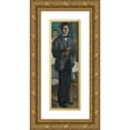 thumbnail image 1 of Richard Gerstl 10x24 Gold Ornate Framed and Double Matted Museum Art Print Titled - Self -Portrait with a Palette (Around 1905), 1 of 4