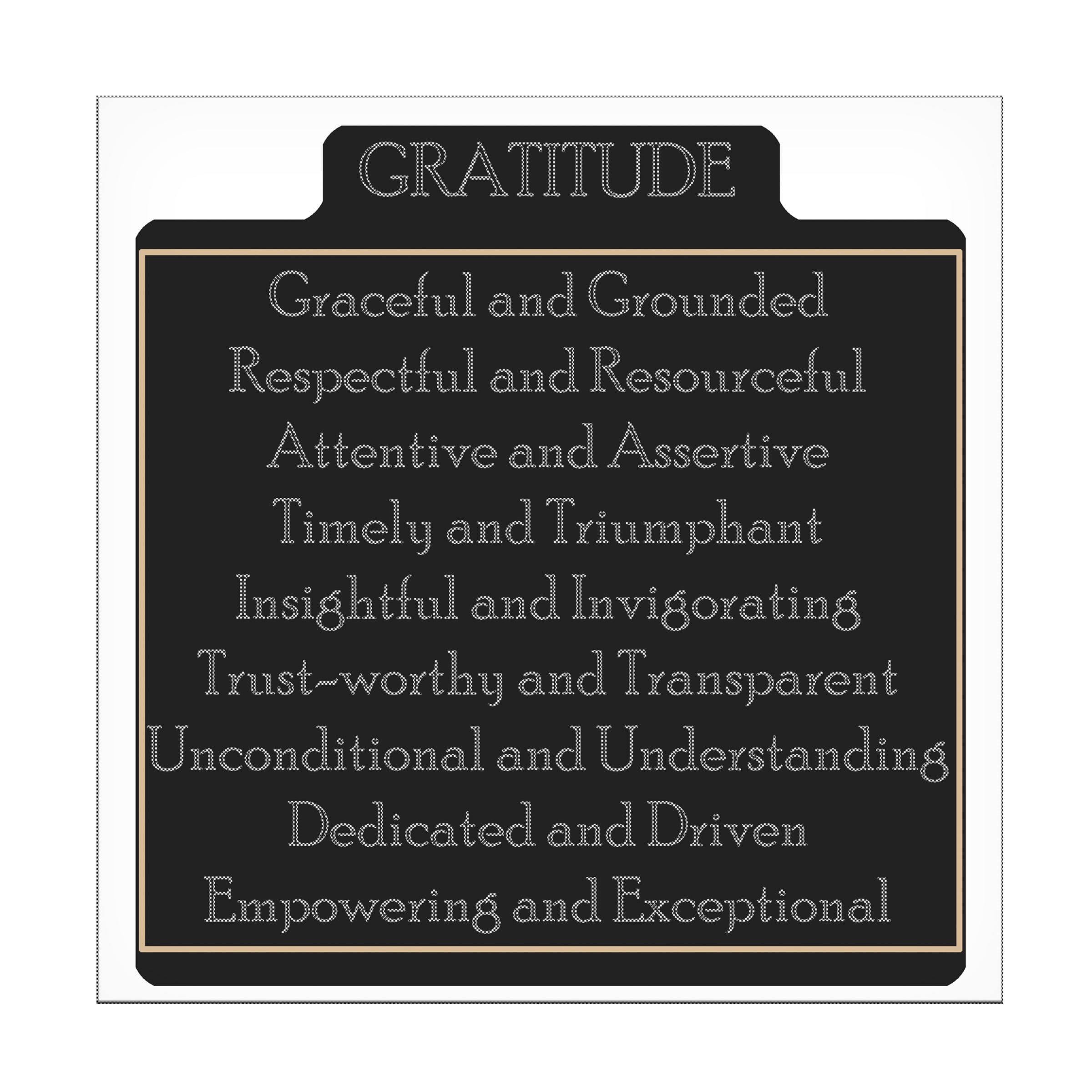Gratitude Black and White Inspirational Quote Canvas Art