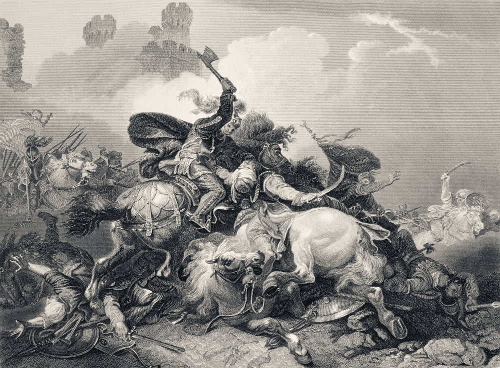 Richard I The Lionheart Fighting In A Battle Of The Crusades From The National And Domestic History Of England By William Aubrey Published London Circa 1890 Canvas Art - Ken Welsh Design Pics (17 x 1