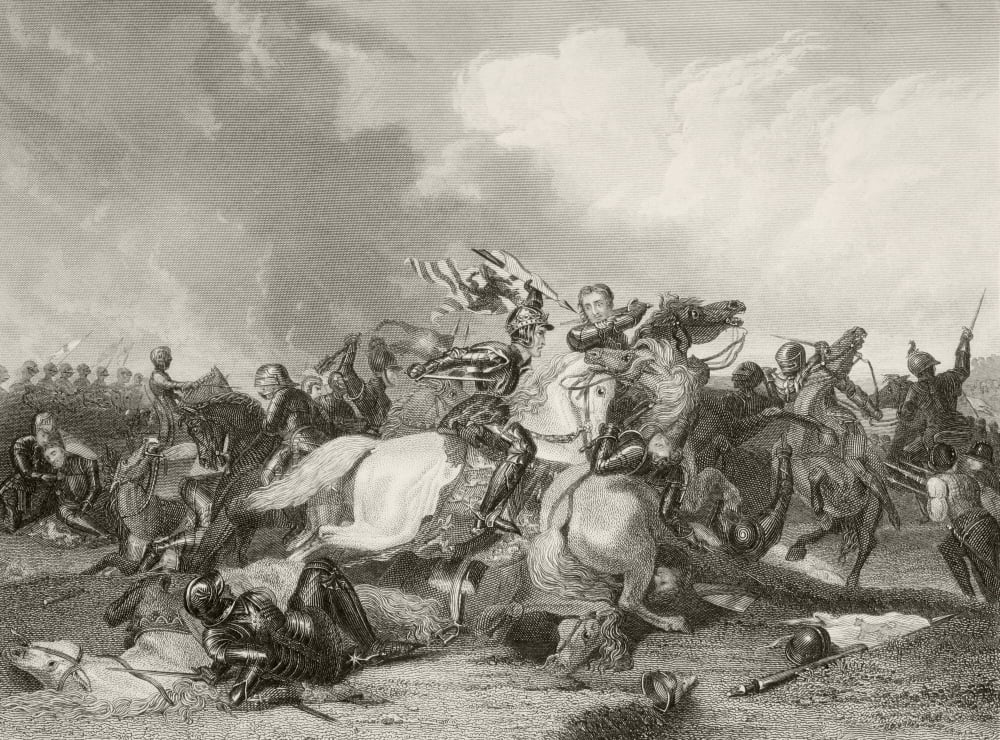 Richard Iii And The Earl Of Richmond Later Henry Vii At The Battle Of Bosworth Field August 22 1485 From A Nineteenth Century Print Canvas Art - Ken Welsh Design Pics (34 x 24)