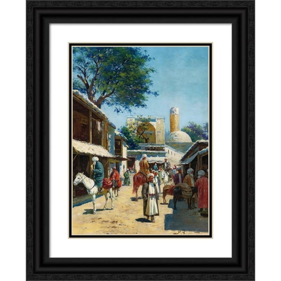 Richard Karlovich Zommer 14x18 Black Ornate Wood Framed Double Matted Museum Art Print Titled - Samarkand Street Market