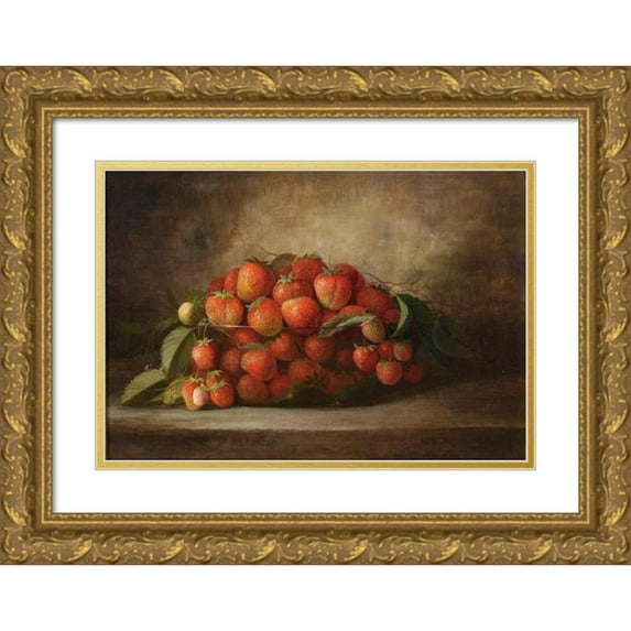 Richard La Barre Goodwin 24x18 Gold Ornate Framed and Double Matted Museum Art Print Titled - Strawberries