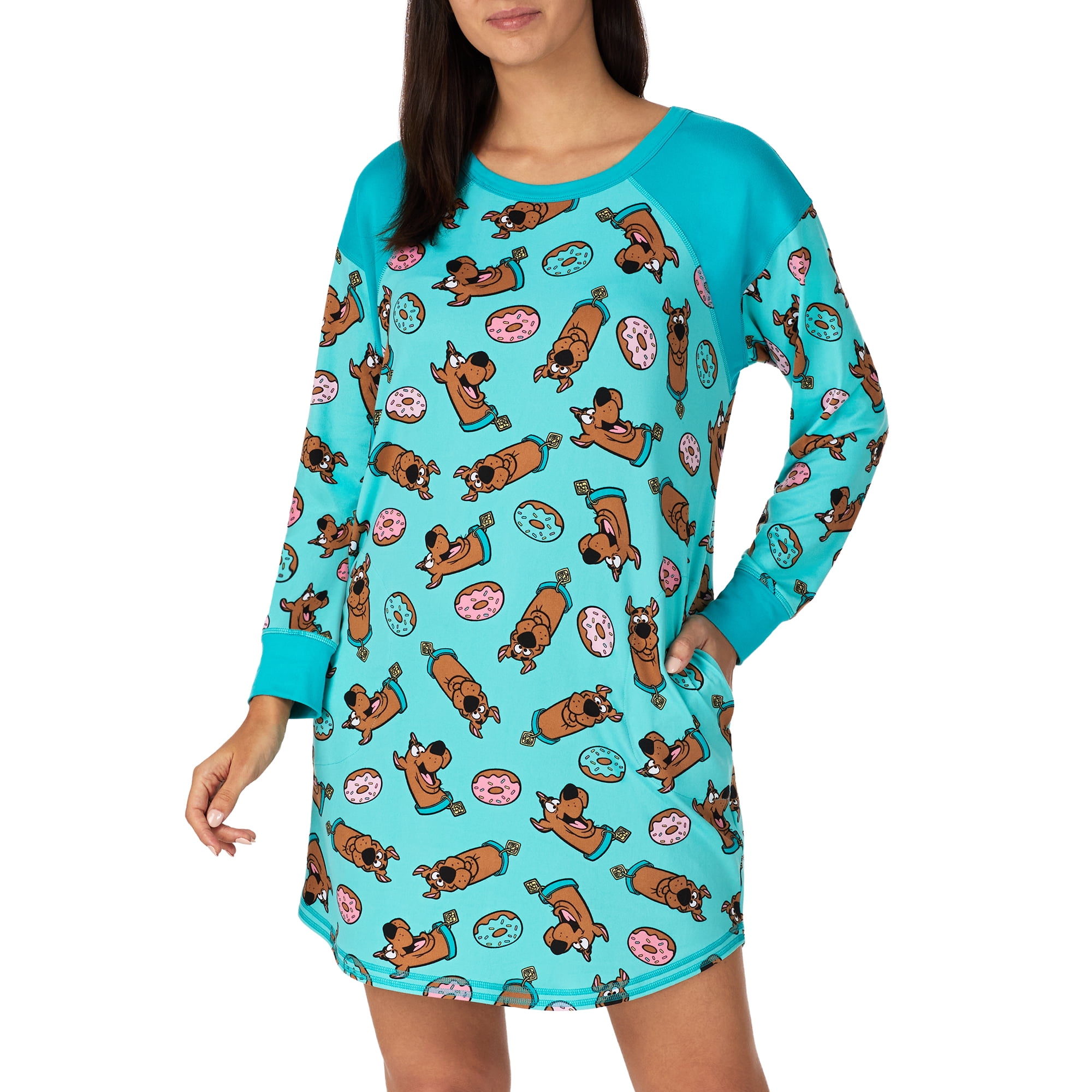 Richard Leeds International Womens Long Sleeve Crew Neck Lounger Top Scooby Doo, X-Large, Blue Scooby