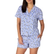 Richard Leeds International Womens Short Sleeve Button-Down Pajama Set Peanuts Snoopy, Medium, Blue Snoopy