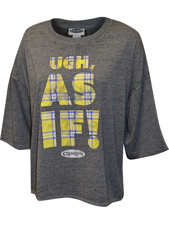 Womens Clueless Movie Ugh As If Gray Cropped Tee Shirt (Medium)