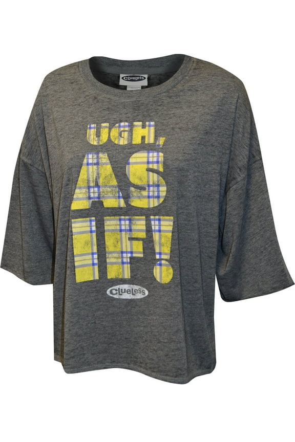 Womens Clueless Movie Ugh As If Gray Cropped Tee Shirt