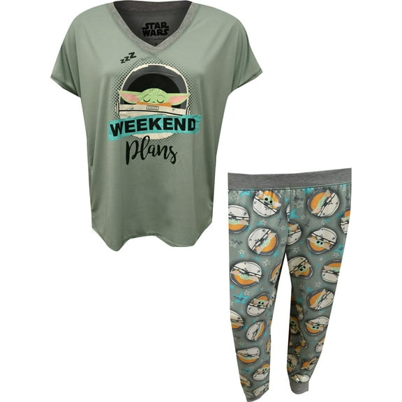 Richard Leeds Womens Star Wars Mandalorian Grogu Weekend Plans Pajama (Large)