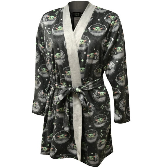 Richard Leeds Womens Star Wars Mandalorian Grogu in the Galaxy Silky Fleece Robe (Large)