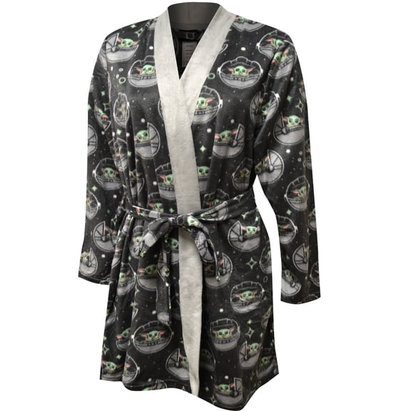 Richard Leeds Womens Star Wars Mandalorian Grogu in the Galaxy Silky Fleece Robe (Medium)