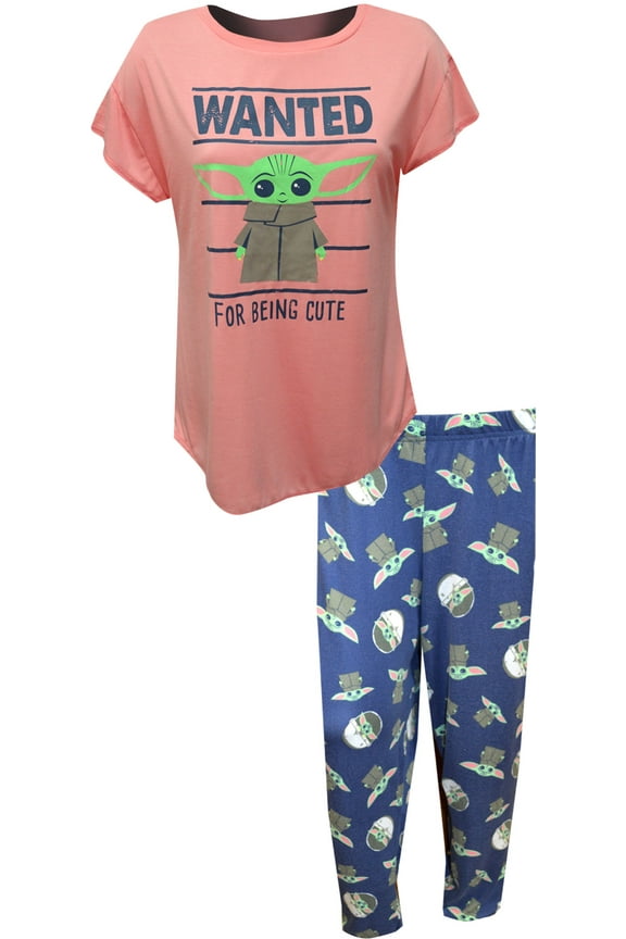Womens Star Wars Mandalorian Grogu Wanted for Being Cute Pajama (Large)