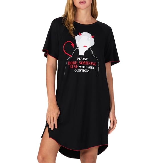 Richard Leeds Womens The Devil Wears Prada Comfortable Lightweight Nightgown Sleepshirt, Small, Black Sleep Tee