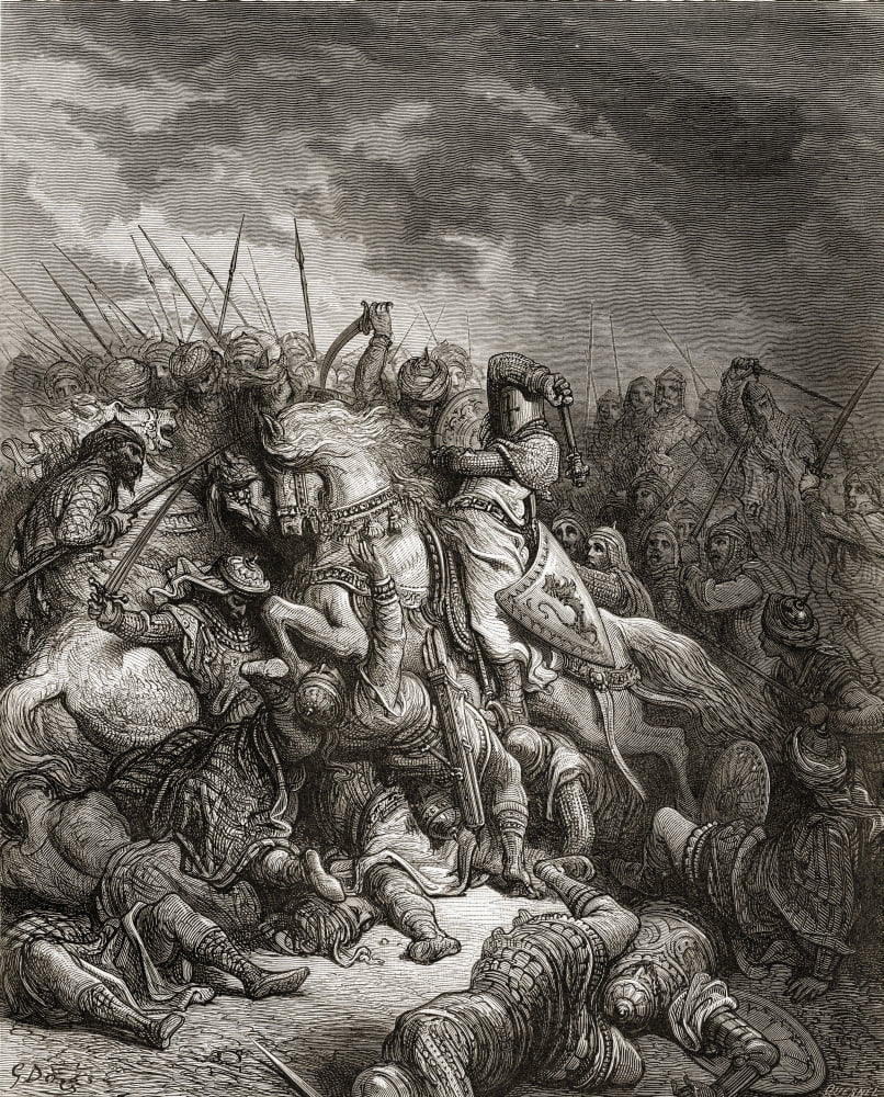 Richard The Lionheart In Battle At Arsuf In The 3Rd Crusade 1187 1192 Richard I Aka Richard The Lionheart English Monarch Canvas Art - Ken Welsh Design Pics (13 x 16)