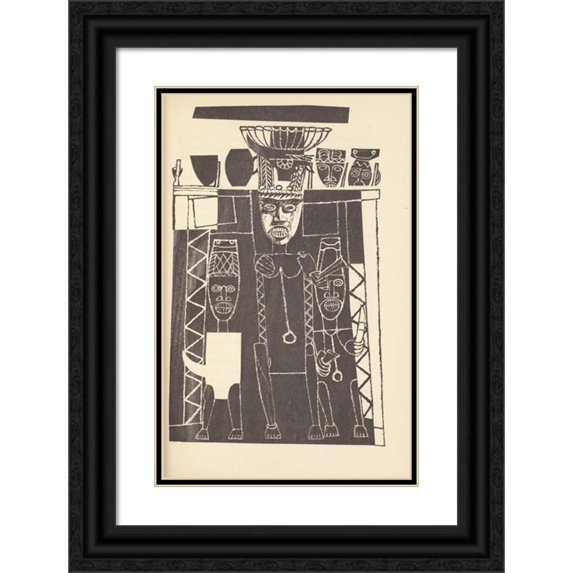 Richard M. Powers 17x24 Black Ornate Framed Double Matted Museum Art Print Titled: The Peoples of Africa Pl7 (1962)