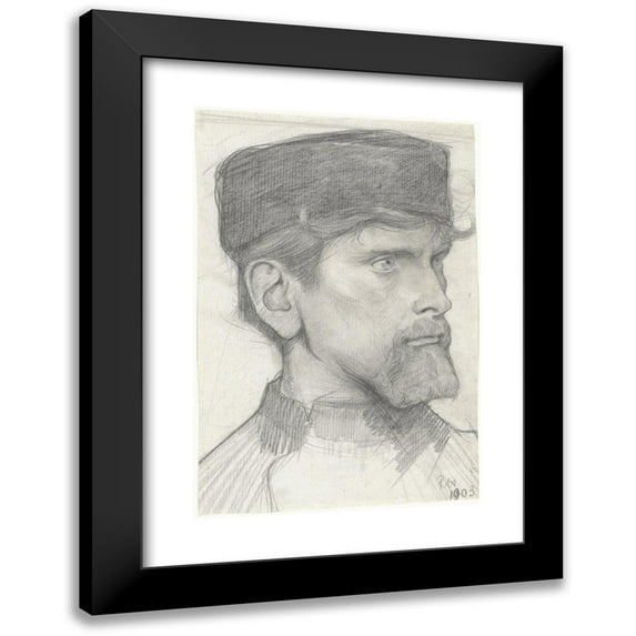 Richard Nicolaüs Roland Holst 11x14 Black Modern Framed Museum Art Print Titled - Head of a Man with a Hat (1903)