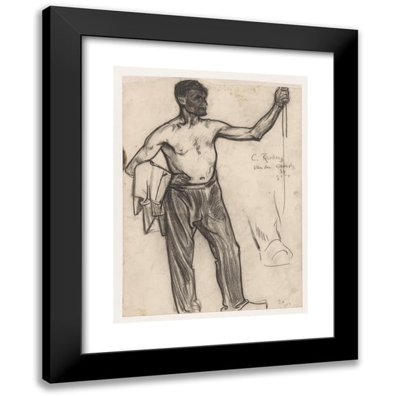 Richard Nicolaüs Roland Holst 11x14 Black Modern Framed Museum Art Print Titled - Standing Man with Bare Upper Body (1903)