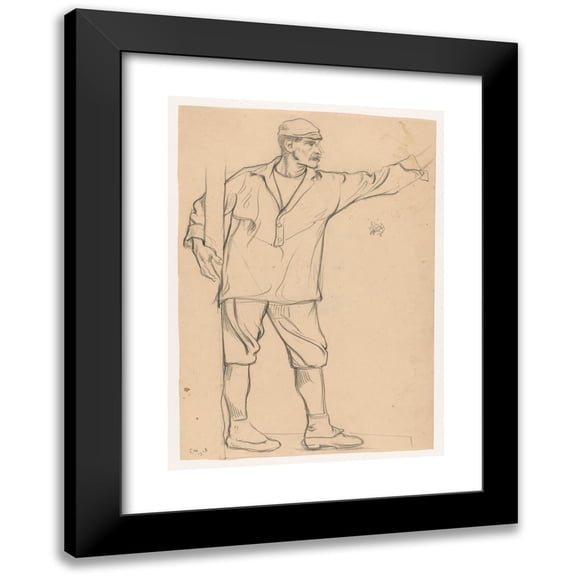 Richard Nicolaüs Roland Holst 11x14 Black Modern Framed Museum Art Print Titled - Standing Man with Vast Arm (1903)