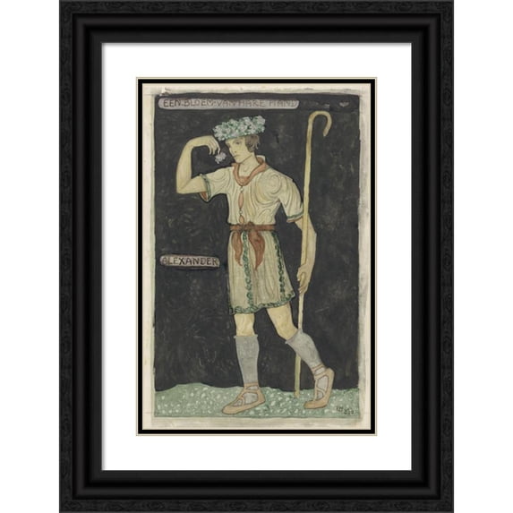 Richard Nicolaüs Roland Holst 11x14 Black Ornate Wood Framed Double Matted Museum Art Print Titled: Design for Costume for Alexander (1910)