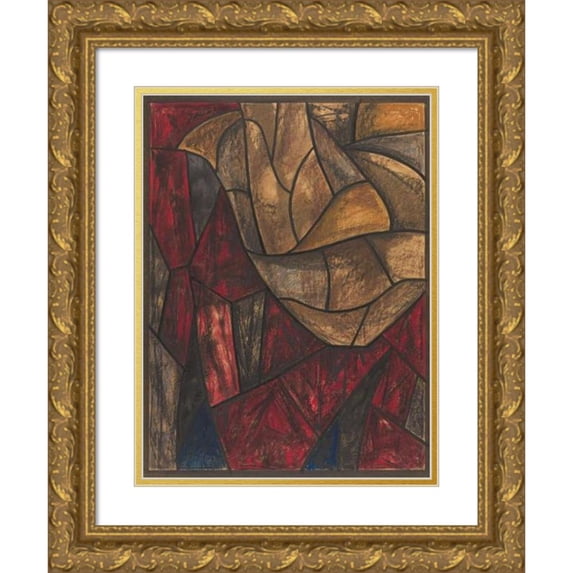 Richard Nicolaüs Roland Holst 11x14 Gold Ornate Wood Frame and Double Matted Museum Art Print Titled - Design for Window in the Noordertransept in De Dom in Utrecht 22 (ca. 1878-1938)