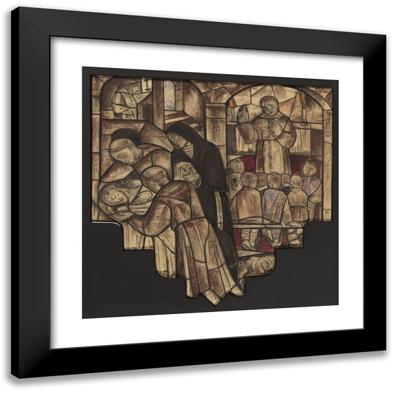 Richard Nicolaüs Roland Holst 12x12 Black Modern Framed Museum Art Print Titled - Design for Window in the Town Hall in Amsterdam 3 (1930)