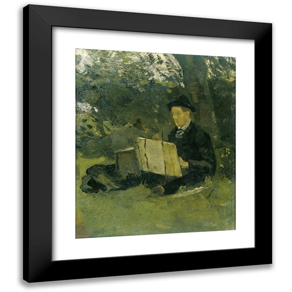 Richard Nicolaüs Roland Holst 15x17 Black Modern Framed Museum Art Print Titled - Jan Verkade (1868-1946) Painting Under a Tree at Hattem (1891)