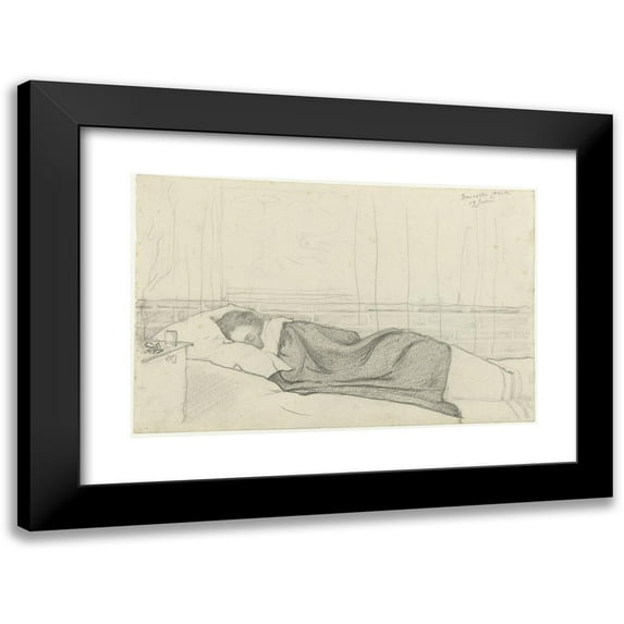 Richard Nicolaüs Roland Holst 18x13 Black Modern Framed Museum Art Print Titled - Wife of Richard Roland Holst in Bed, to the Left (1878 - 1938)