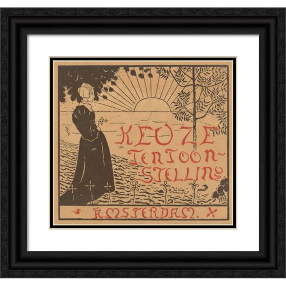 Richard Nicolaüs Roland Holst 21x20 Black Ornate Framed Double Matted Museum Art Print Titled: Cover Design For; Catalog of the Choice Exhibition of Contemporary Dutch Art, 1892 (1