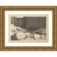 thumbnail image 1 of Richard Nicolaüs Roland Holst 24x18 Gold Ornate Framed and Double Matted Museum Art Print Titled - Three Lying, Dead Men at a Building (1899), 1 of 4