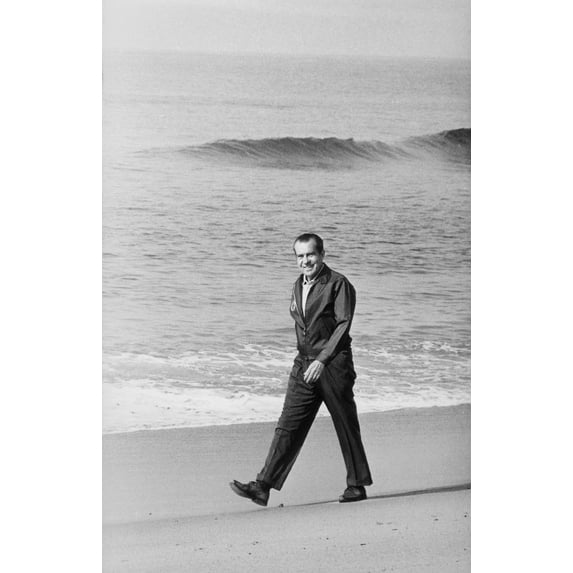 Richard Nixon Walking On The Beach In San Clemente. Ca. 1969-74. History (24 x 36)