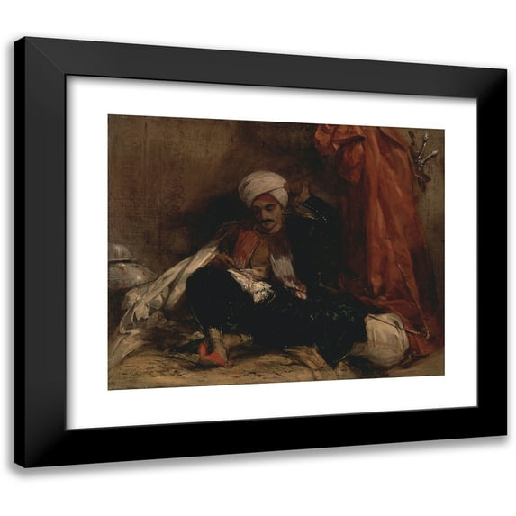 Richard Parkes Bonington 14x12 Black Modern Framed Museum Art Print Titled - Seated Turk (1826)