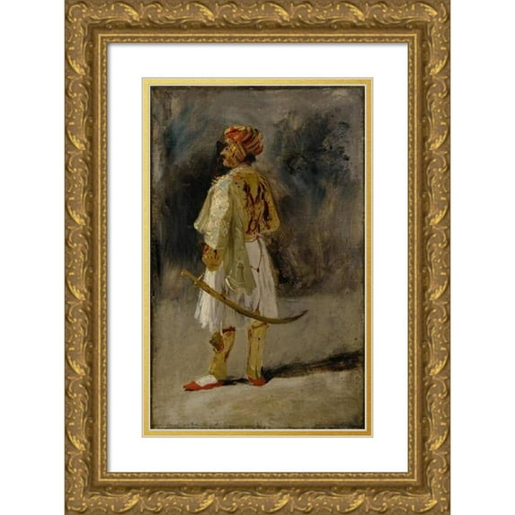 Richard Parkes Bonington 16x24 Gold Ornate Framed and Double Matted Museum Art Print Titled - The Count of Palatino in the Costume of a Palikar