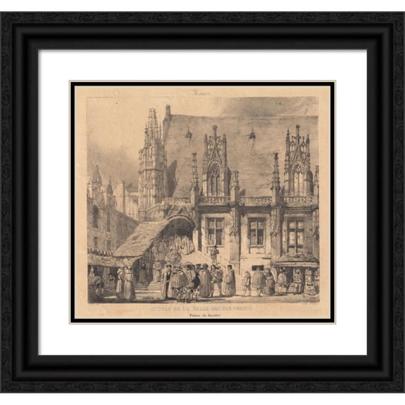 Richard Parkes Bonington 22x20 Black Ornate Framed Double Matted Museum Art Print Titled: Rouen - Between the Room of Lost Steps