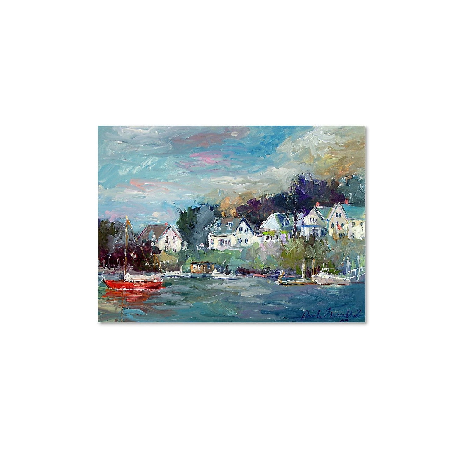Multicolor Coastal Landscape Print on Canvas for Kids' Rooms