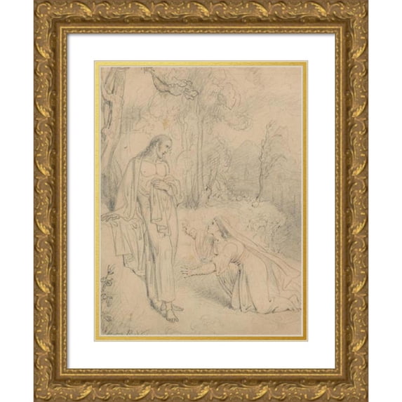 Richard Westall 19x24 Gold Ornate Framed and Double Matted Museum Art Print Titled - Christ Appears to Mary Magdalene (Before 1836)
