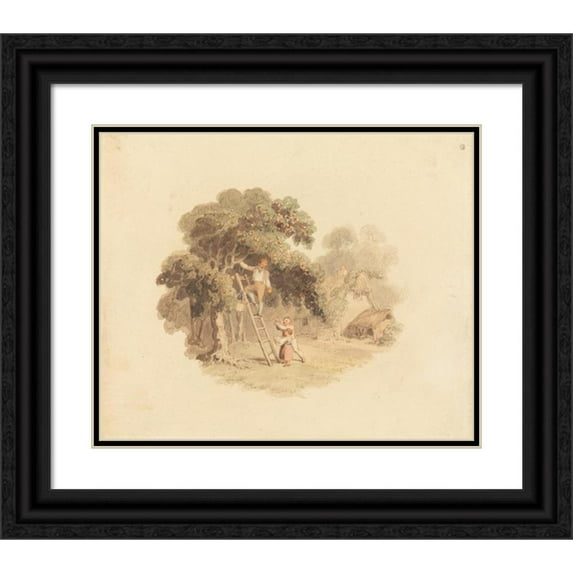 Richard Westall 24x20 Black Ornate Framed Double Matted Museum Art Print Titled: An Apple Tree Near a Cottage