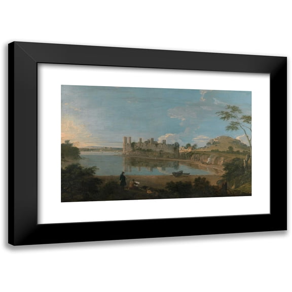 Richard Wilson 14x11 Black Modern Framed Museum Art Print Titled - Caernarfon Castle (ca. 1745)