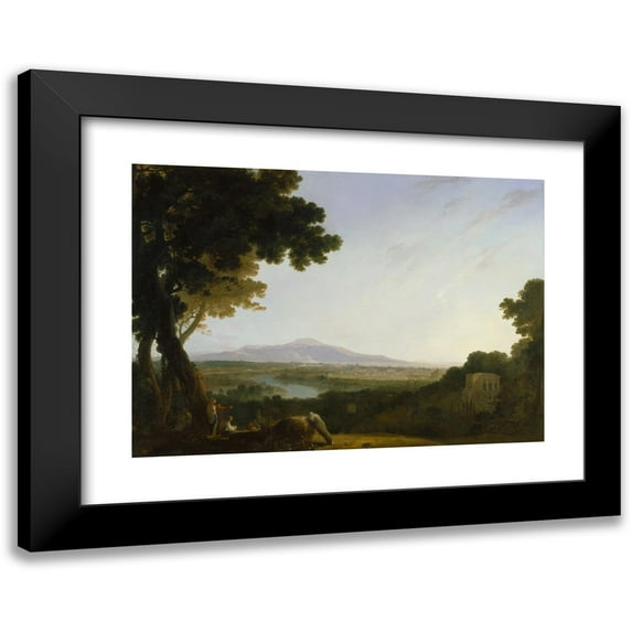 Richard Wilson 24x18 Black Modern Framed Museum Art Print Titled - Rome from the Villa Madama (1753)