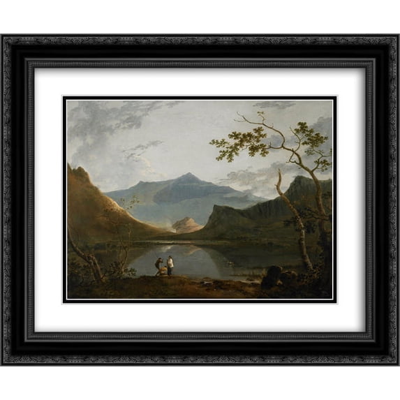 Richard Wilson 2x Matted 24x20 Black Ornate Framed Art Print 'Snowdon from Llyn Nantlle'