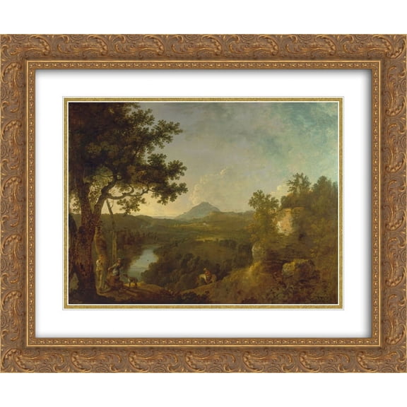 Richard Wilson 2x Matted 24x20 Gold Ornate Framed Art Print 'View near Wynnstay, the Seat of Sir Watkin Williams-Wynn, BT.'