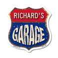 thumbnail image 1 of Richard's Garage 6 inch X 6 inch Shield Shaped Commercial Grade Plastic Sign Weather Resistant, UV Protected To last, Gift for Dads and Uncles Classic Americana Crafted in the USA, 1 of 6