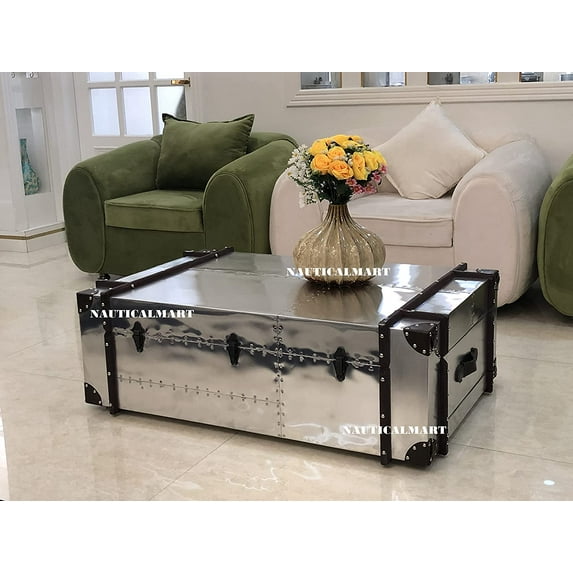 Richard's Trunk Coffee Table Aluminum Aviator Furniture (45 Inches)
