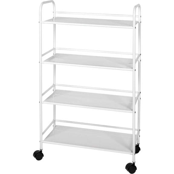 Richards 4-Tier Rolling Utility Cart Multipurpose Metal Roller Cart & Organizer, White