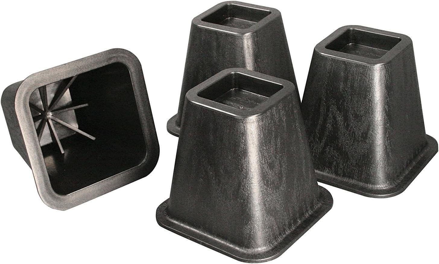 Black Heavy-Duty Plastic 6" Square Bed Risers Set