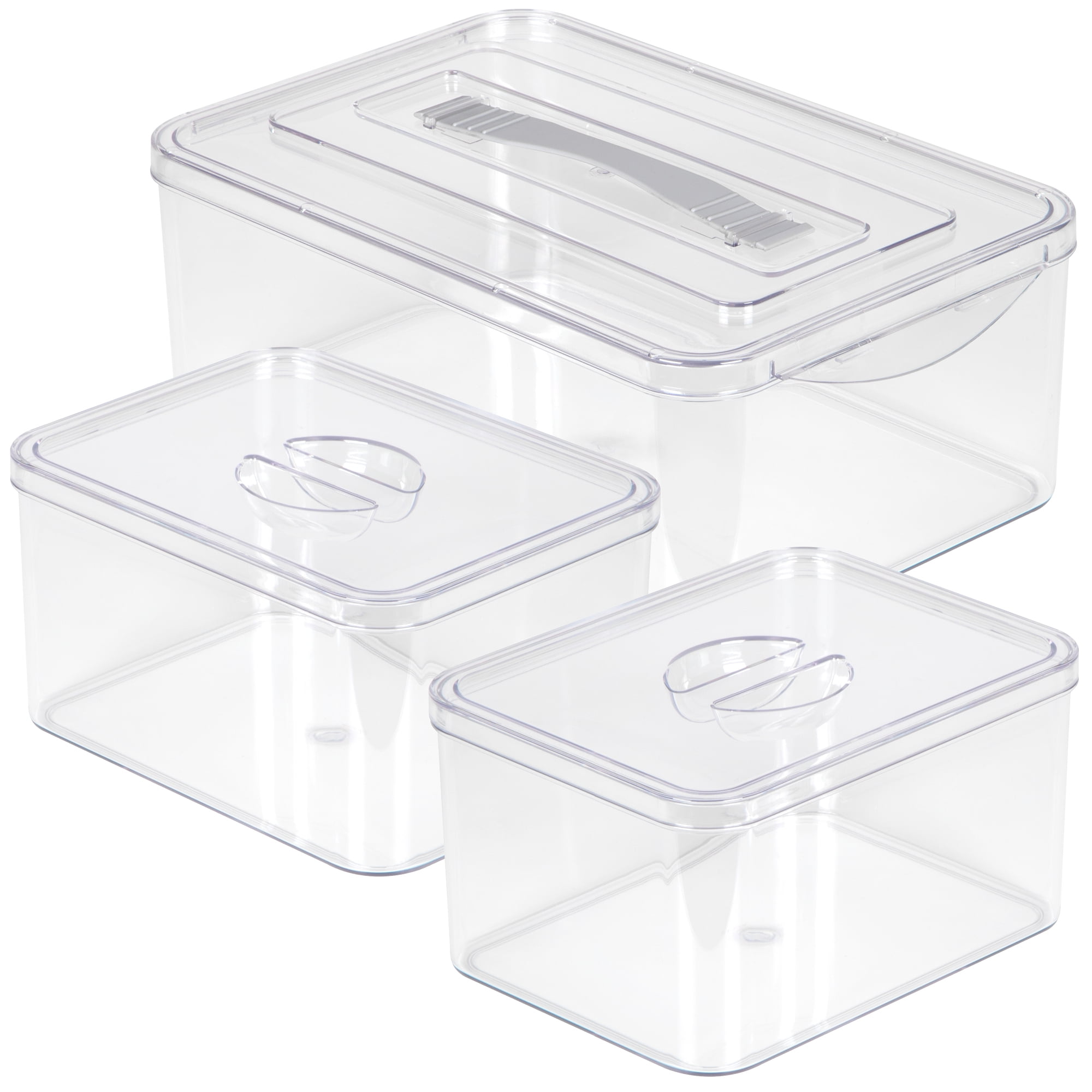 Richards Clear Plastic Storage Containers with Lids for Organizing -Set of  4 1 Large, 1 Medium, 2 Small