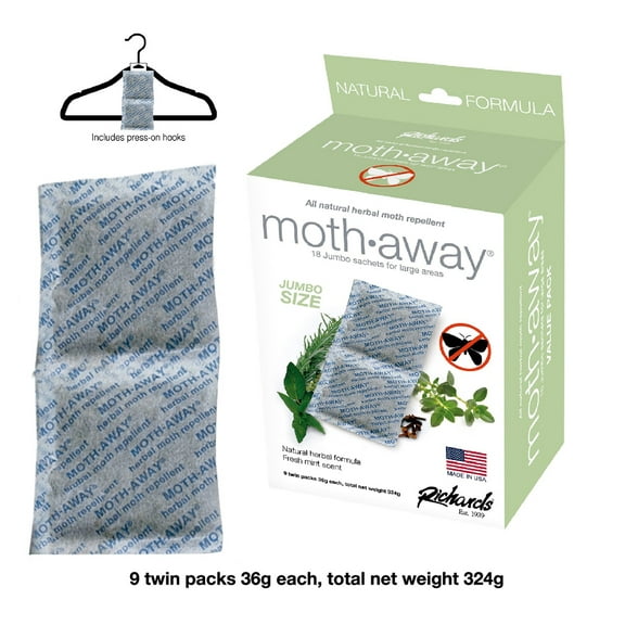 Richards Herbal Moth Away, Non Toxic, 18 Pack Jumbo Sachets Moth Repellant