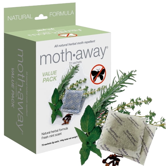 Richards Moth Away Herbal Moth Repellent for Closets & Drawers, Value Pack with 72 Sachets, 7 Oz