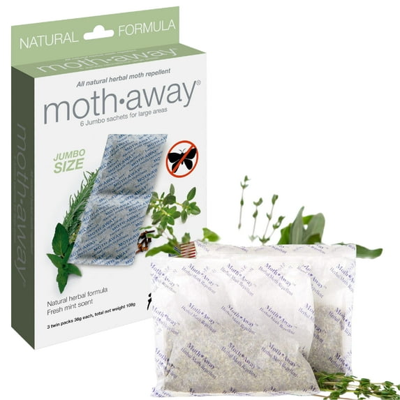 Richards Moth Away Herbal Non Toxic Natural Repellent, 6-Jumbo Sachets Peppermint
